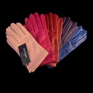 Lord & Taylor Red Leather Gloves with Silk Lining